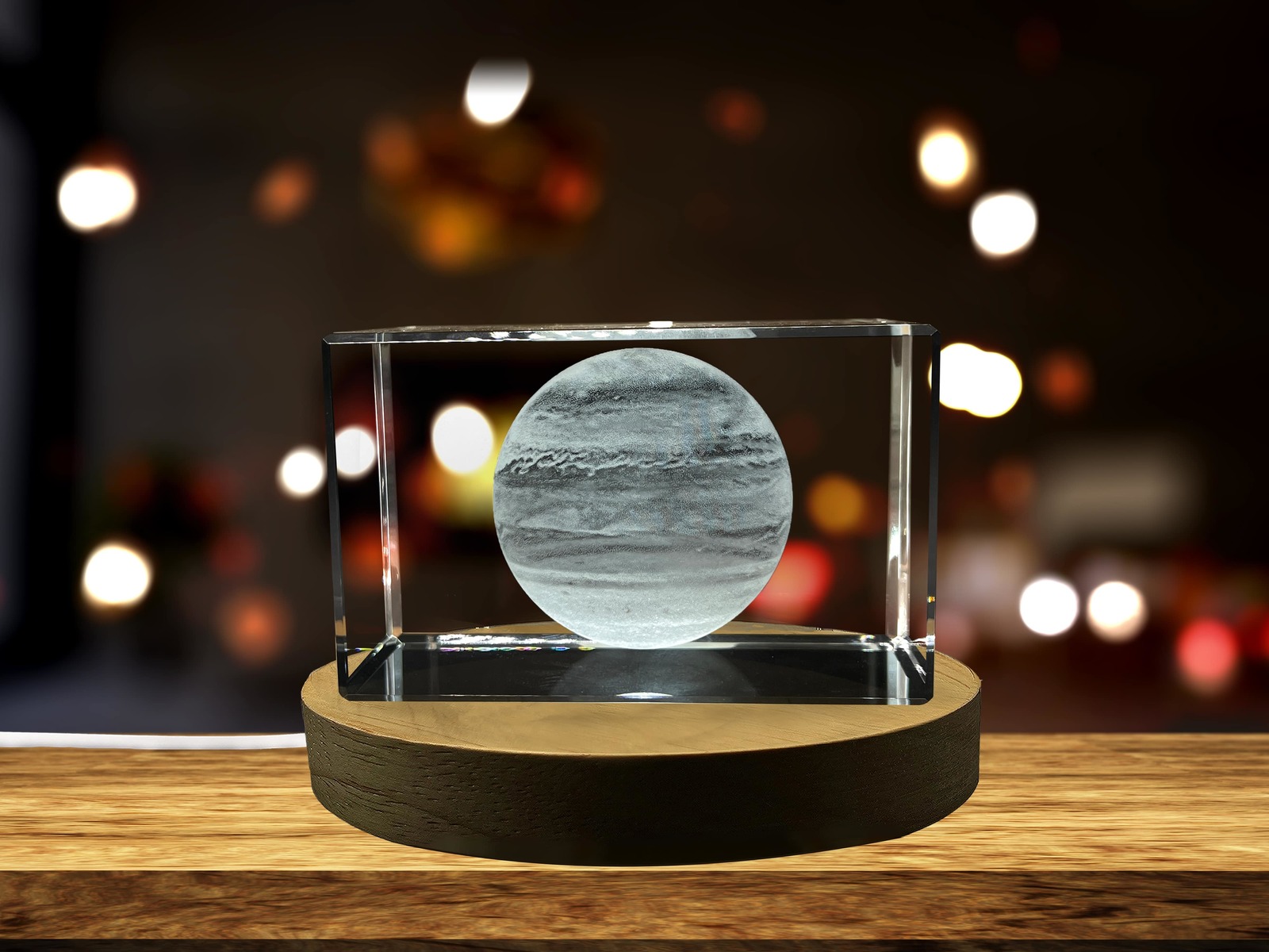 LED Base included | Jupiter 3D Engraved Crystal Novelty Decor
