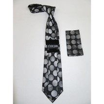 Men's Stacy Adams Necktie and Hankie Set Fancy Design Silky Look SAT16 Black image 2