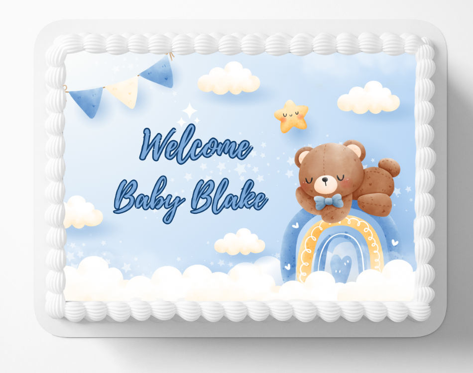 It&#39;s A Boy Bear Edible Image Edible Baby Shower Cake Topper Sticker DIY ... - $14.18+