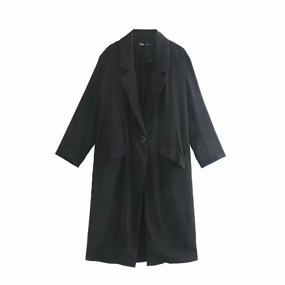 XIKOM 2021 Winter Coat For  Black  Trench Coat Single Button Long Coat For  Casu - £149.41 GBP