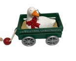 Welcome Christmas Goose in Green Wagon Ornament 4 inch - £5.75 GBP
