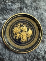 Vintage Greek Hand Painted Plate 24K Gold  Black Greek Gods - £97.20 GBP