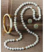 Smithsonian Vermeil Jadeite Jewelry Set: Necklace, Bracelet or Earrings - £78.46 GBP