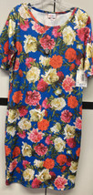 NWT 2.0 LuLaRoe XL Royal Blue Orange White Pink Gold Flowers Julia Sheath Dress - £33.12 GBP