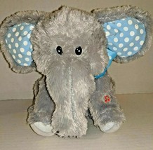 Cuddle Barn &quot;Elliot Elephant Soft Grey Fur Big Ears Polka Dot Bow Works Sometime - £8.03 GBP