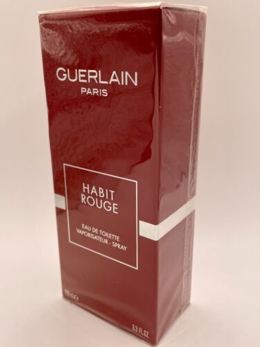 Guerlain HABIT ROUGE Eau De Toilette Spray 3.3oz/100ml Vintage ~ NEW & SEALED - $119.50