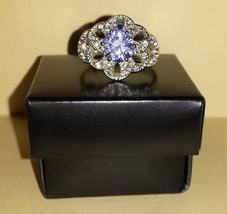 NIB Avon dazzling floral CZ ring Lilac Size 10 - £7.76 GBP