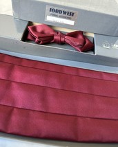 Lord West Vintage Formal Burgundy Silk Cummerbund and Classic Bow Tie Set in Box - £22.37 GBP
