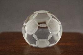 Vintage JG Durand France Fine Crystal Frosted SOCCER BALL Cut Paperweight 62510 - £19.68 GBP