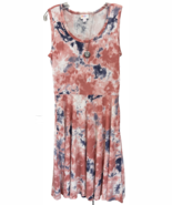 NWT LuLaRoe Medium Pink White Blue Tie Dye Knit Fabric Nikki Sleeveless Dress - $44.54