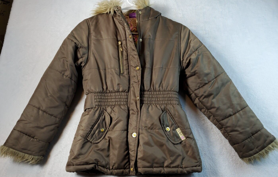 Disney Jacket Youth Size 7/8 Brown 100% Nylon Long Sleeve Pocket Hooded Full Zip - $17.04