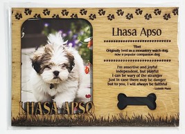 LHASA APSO Dog Profile Laser Engraved Wood Picture Frame Magnet - $9.90