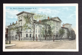 St Marys Hospital Rochester New York NY Postcard c1920s Street View Old Cars - $14.99