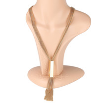 Multi Strand Gold Tone Necklace with Tassel - £34.35 GBP