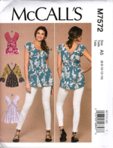 McCall&#39;s M7572 Misses 6 to 14 Tunic Top Sewing Pattern Uncut New - £10.93 GBP