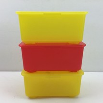 IKEA Glis Box Stackable Lid Yellow Red Organize Set 3 904.661.55 - £23.59 GBP
