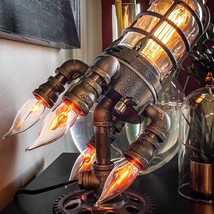 Vintage Rocket Ship Lamp Steampunk Industrial Desk Night Lights Decoractive Beds - £30.98 GBP