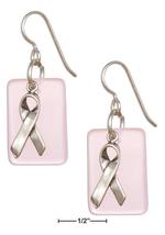 Silver Blush Pink Sea Glass Breast Cancer Awareness Ribbon Dangle Earring - £68.57 GBP+