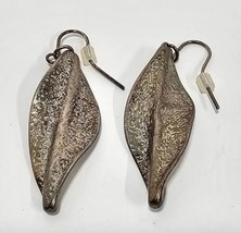 Pre Owned Anthropology Silver Tone BOHO Leaf Dangle Earrings - £22.86 GBP