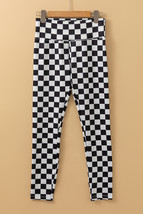 Black Checkered Pattern High Waist Skinny Leggings - $10.29