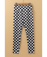 Black Checkered Pattern High Waist Skinny Leggings - $191.64 MXN