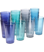 Cafe Plastic Reusable Tumblers (Set of 16) 20-Ounce Water Cups Coastal C... - $47.98 CAD