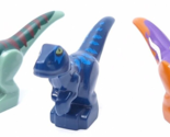 Lego Set of 3 Dinosaurs Purple back Blue Green - Baby Raptor T Rex Juras... - $11.65