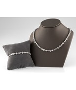 Gorgeous Sterling Silver CZ Tennis Necklace and Bracelet Set Multi-Cut S... - $7,911.48 MXN