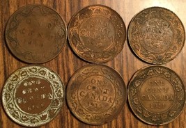 Lot Of 6 Canada Large Cent Penny Coins - £9.12 GBP