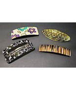 Vintage 80s Acrylic Hair Clips Barrettes Flowers Animal Print Gold Lot of 4 - €25,57 EUR
