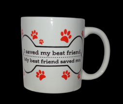 New White Red Pet Animal Lover Rescue Adopted Dog Bone Paw Print Mug Coffee Tea - £8.56 GBP