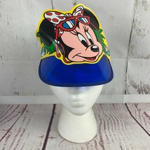 Vintage NWT Disney Minnie Mouse Visor Hat Cap Clear Blue Vinyl Beach Palm Trees - $18.99