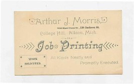 Job Printing Advertising Card Arthur J Morris College Hill Albion Michig... - $13.86