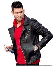 NEW Men&#39;s Genuine Lambskin Leather Black Biker Motorcycle Jacket 2019 - £115.45 GBP