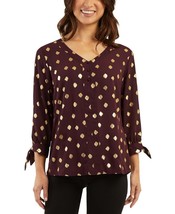 MSRP $39 Bcx Juniors&#39; Printed Tie-Sleeve Top Size Large - £8.70 GBP