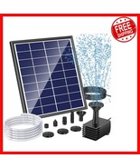 Solar Bird Bath Fountain Pump - 6W Glass Panel with 5 Nozzles &amp; 4ft Tubing - $54.43 CAD