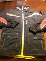 DIADORA Men&#39;s Windbreaker Jacket w/ Hidden Hood size Medium Black/Yellow/Red - £23.92 GBP