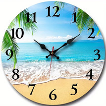 12 Inch Round Ocean View Silent Easy to Read Wall Clock NEW! - $15.88