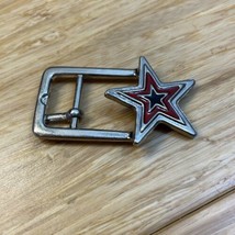 Vintage Red Blue Silver Tone Star Belt Buckle Small Soviet? KG JD - £15.58 GBP