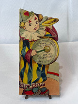 Vtg Die Cut Valentine Clicker Easel Card Clown Playing Drum Made In Germany - £31.49 GBP