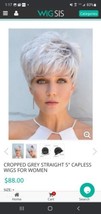 Cropped Grey Straight 5&quot; Capless Wig - £62.30 GBP