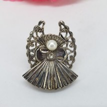 Signed Jane 1996 AOL Angel Brooch Faux Pearl Silver Tone Pin - $16.95