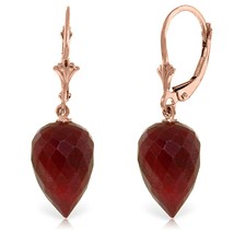 26.1 Carat 14K Solid Rose Gold Drop Briolette Ruby Gemstone Earrings - £307.26 GBP