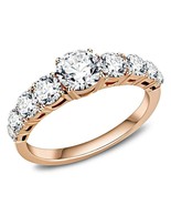 Rose Gold Plated Anniversary Ring 9 Stone Clear CZ Stainless Steel TK316 - $24.51 CAD