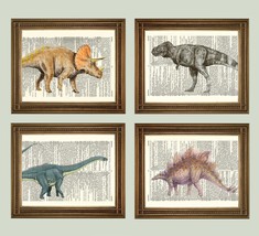 Dinosauro Stampe: T-Rex, Triceratopo, Stegosauro, Diplodocus Bambini Muro Arte - £5.45 GBP