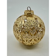 Vintage 1960&#39;s Gold Filigree Christmas Ornament Round Ball West Germany - $37.05