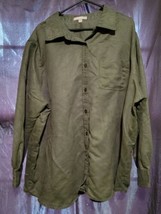 Woman Within Long Sleeve Green Suede Blouse Size 2x - $19.80