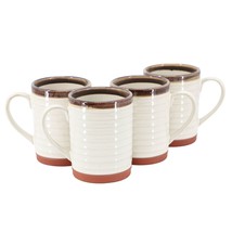 Gibson Home Terra Bella 4 Piece 18.5 Ounce Terracota Mug Set in Pearl White - $80.99
