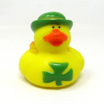 Irish Leprechaun Rubber Duck 1 Big Shamrock Coins 2&quot; St Patricks Derby S... - $8.50