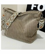 Corduroy Slouchy Tote Bag With Guitar Shoulder Strap Ash Mocha - $34.65